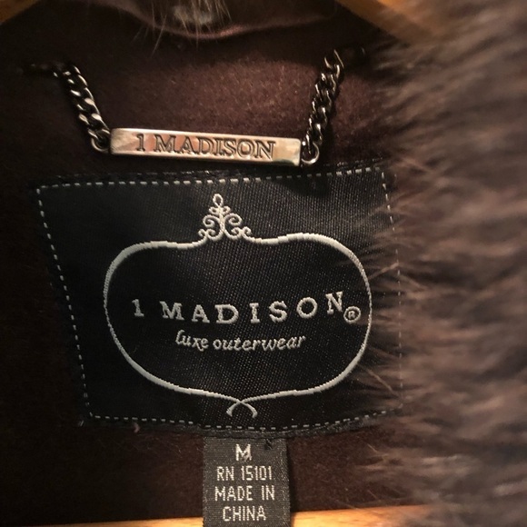 1 Madison Penny Lane Luxe Coat M Genuine FOX FUR Collar Double Breasted Belted - Picture 10 of 15